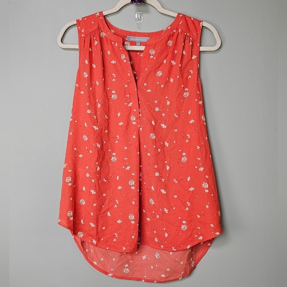 Daniel Rainn Women's Orange Sleeveless Floral Flowy Daisy Print Top, Size Small - Picture 1 of 10